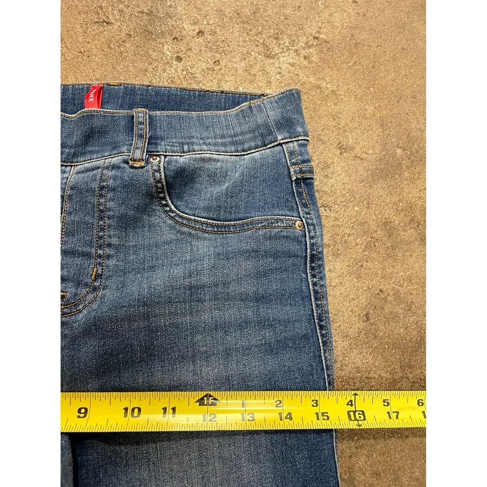 Spanx Jeans Womens Small Blue Denim Cotton Stretch Pull on Mid Rise Straight Leg - Picture 12 of 16